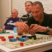 Nick in deep caluations while playing Napoleon by Columbia Games