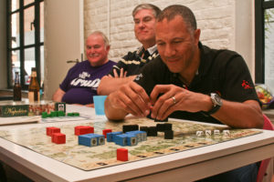 Nick in deep caluations while playing Napoleon by Columbia Games